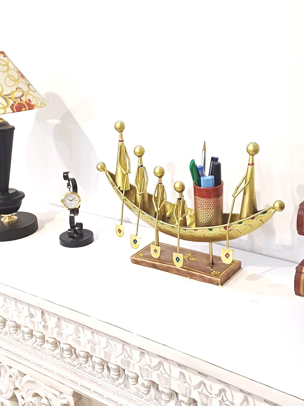 Handicrafted Boat Shape Pen, Pencil Holder - Image 3