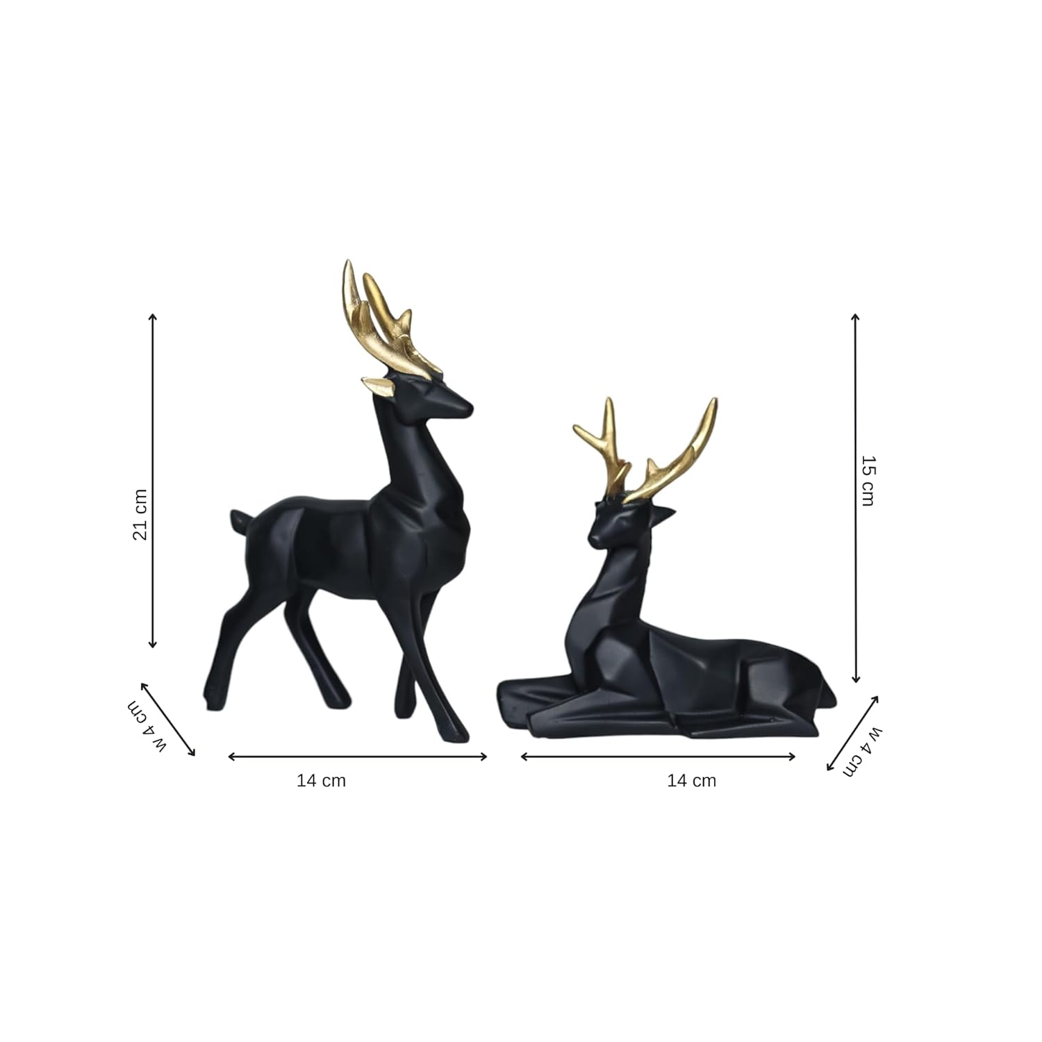 Black Lucky Handicraft Resin Animal Showpiece Deer Set. - Image 2