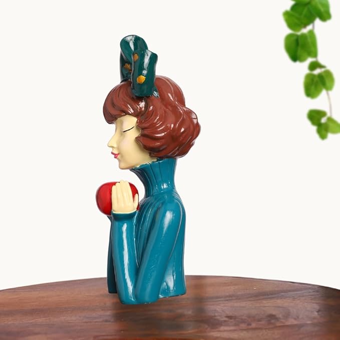 Charming Girl with Apple Statue | Handcrafted Figurine Showpiece | for Home, Living Room, Table Decoration - Image 4