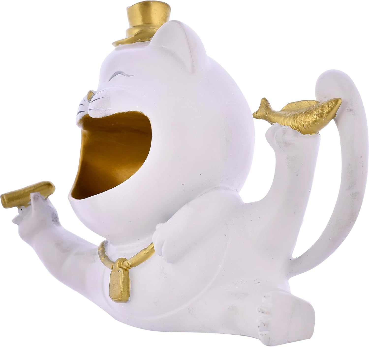 Cat with Hat Statue for Storage Purpose for Home Decor Showpiece. - Image 2