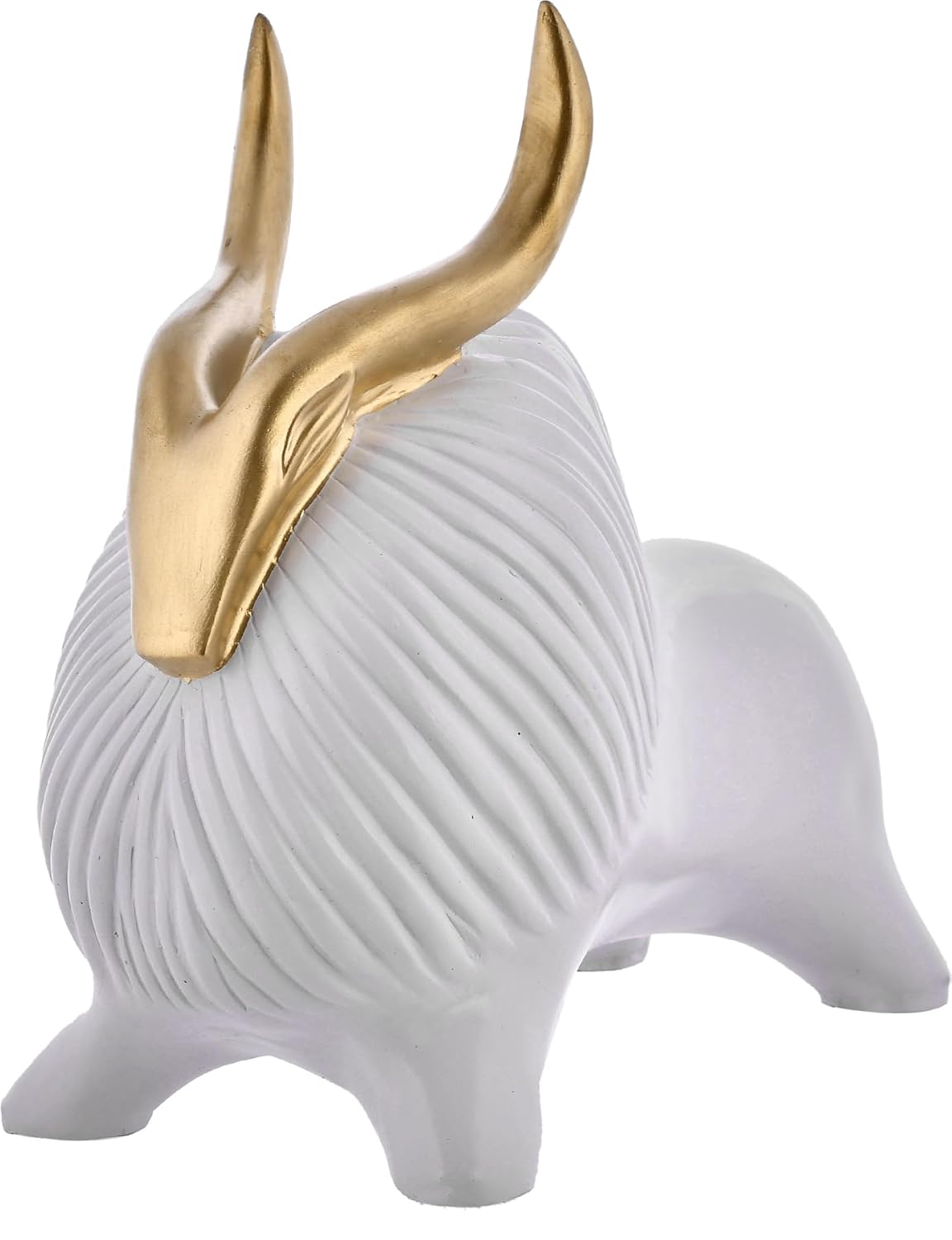 White Yak Sculpture for Home Decor with Golden Horned Decorative Showpiece. - Image 2