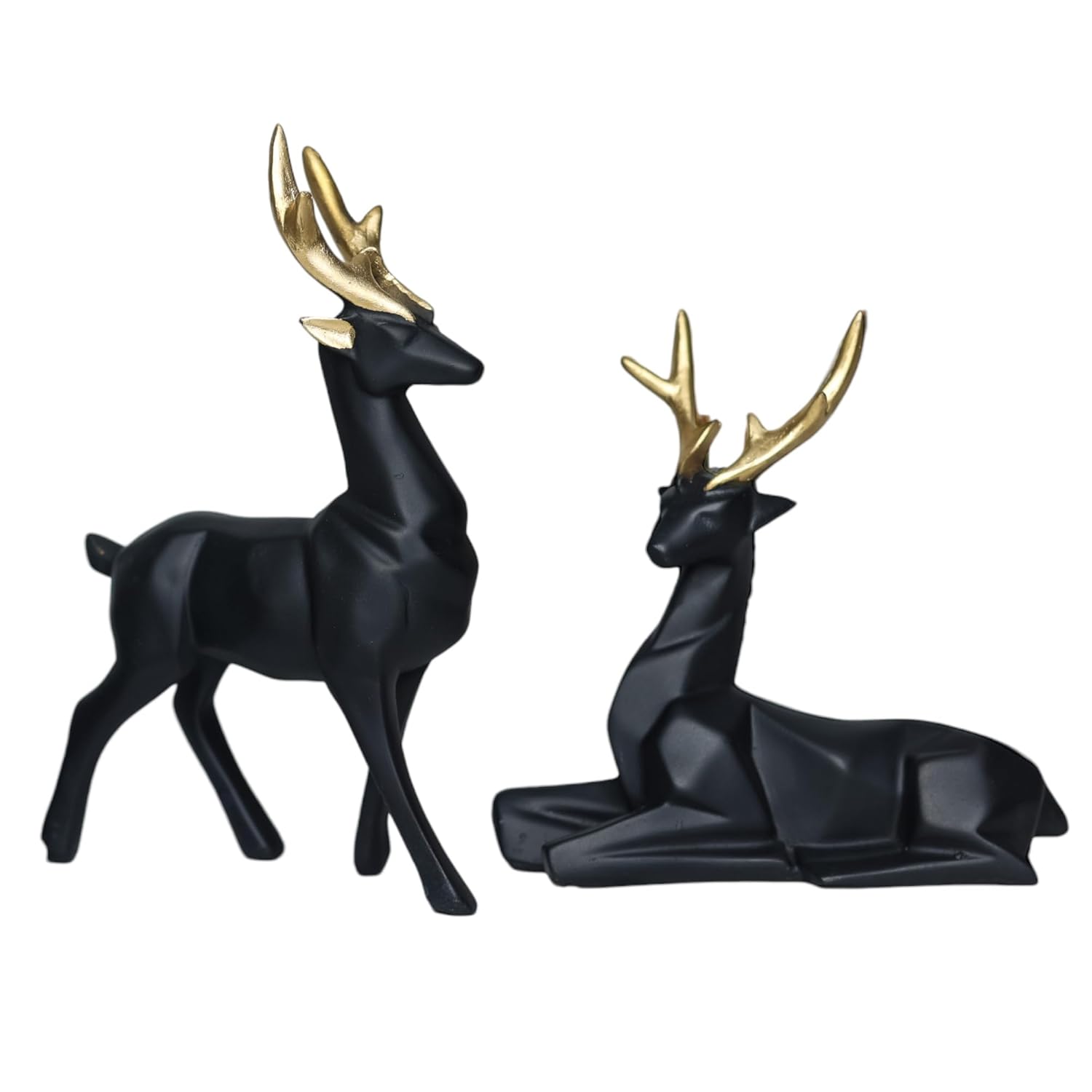 Black Lucky Handicraft Resin Animal Showpiece Deer Set. - Image 3