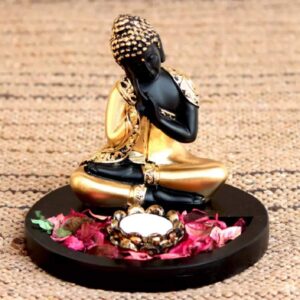 Handcrafted Thai Buddha with Tealight Holder and Wooden Base.
