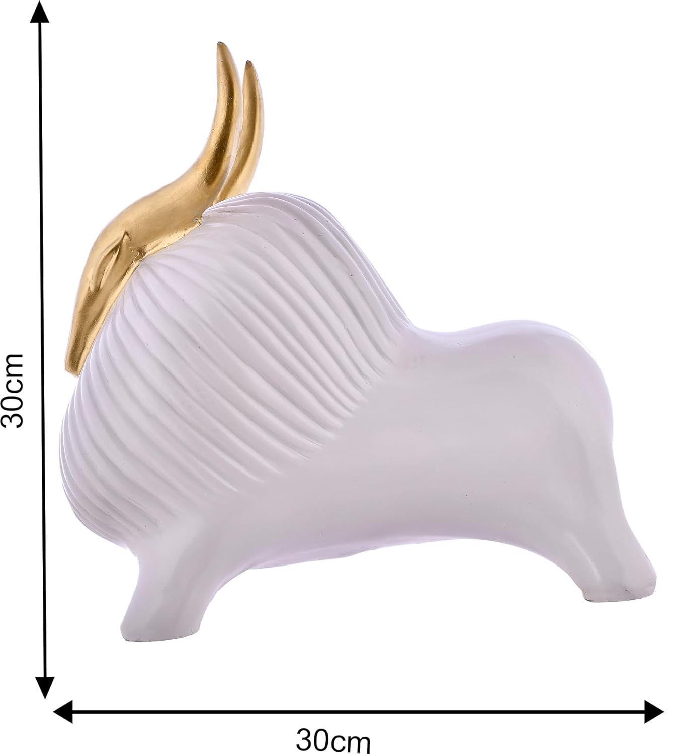 White Yak Sculpture for Home Decor with Golden Horned Decorative Showpiece. - Image 3