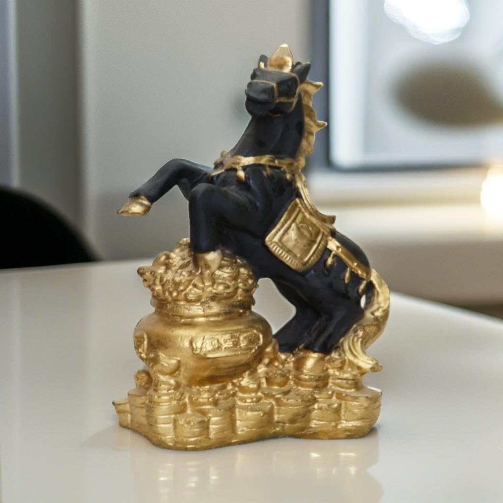 Coin Horse Black Golden,6 Inch, for Home & Office Decor, Gifting. - Image 4
