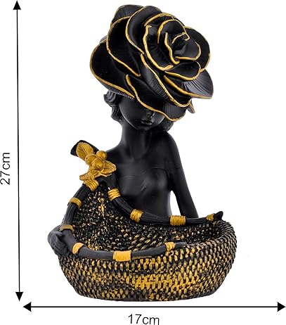 Black Lady with Basket Statue for Showpiece. - Image 3