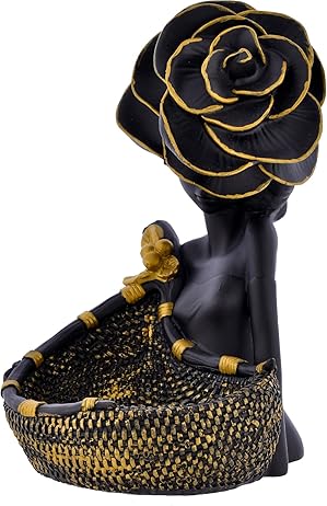 Black Lady with Basket Statue for Showpiece. - Image 4