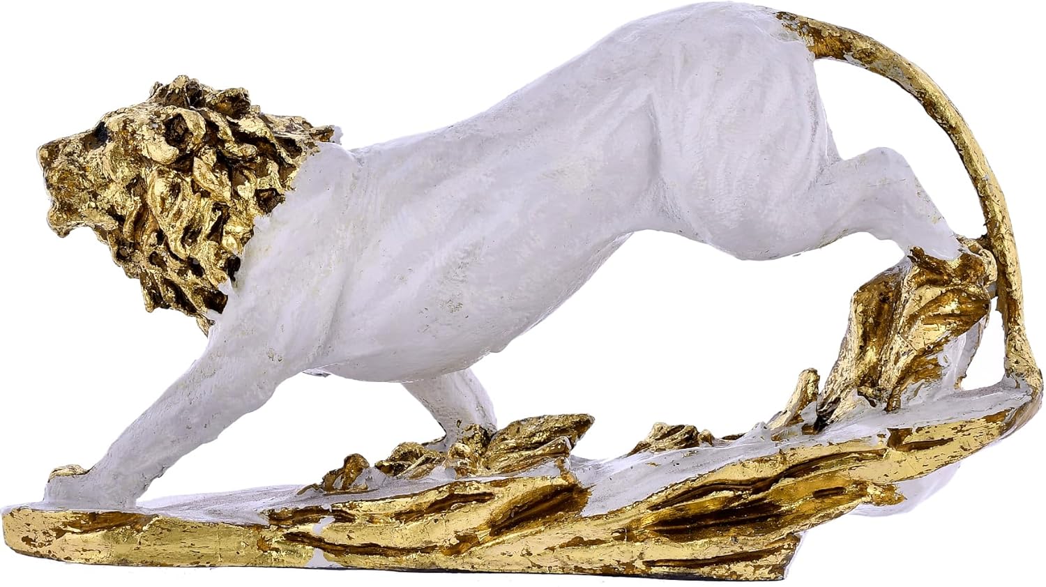 King Lion White Antique Finish Statue Sculpture for Home Decor Showpiece. - Image 2
