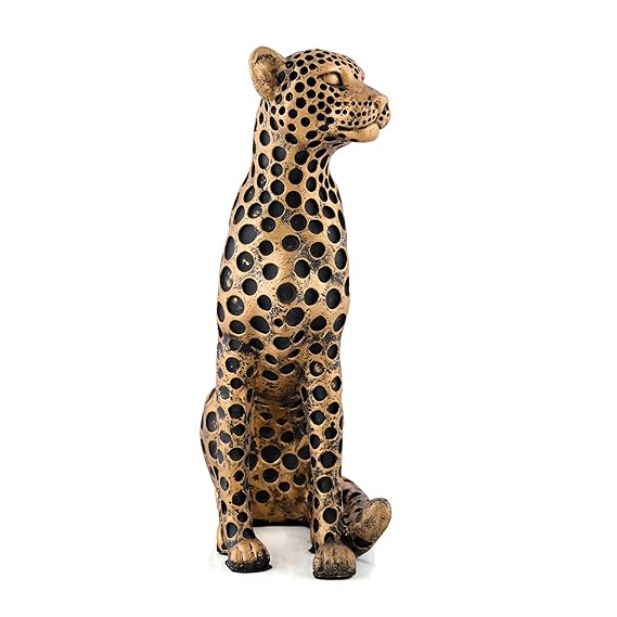 Leopard Sculptures for Home Decor, Golden Resin Leopard Art Decorative Sculpture - Image 4
