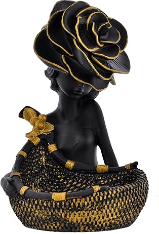 Black Lady with Basket Statue for Showpiece. - Image 2