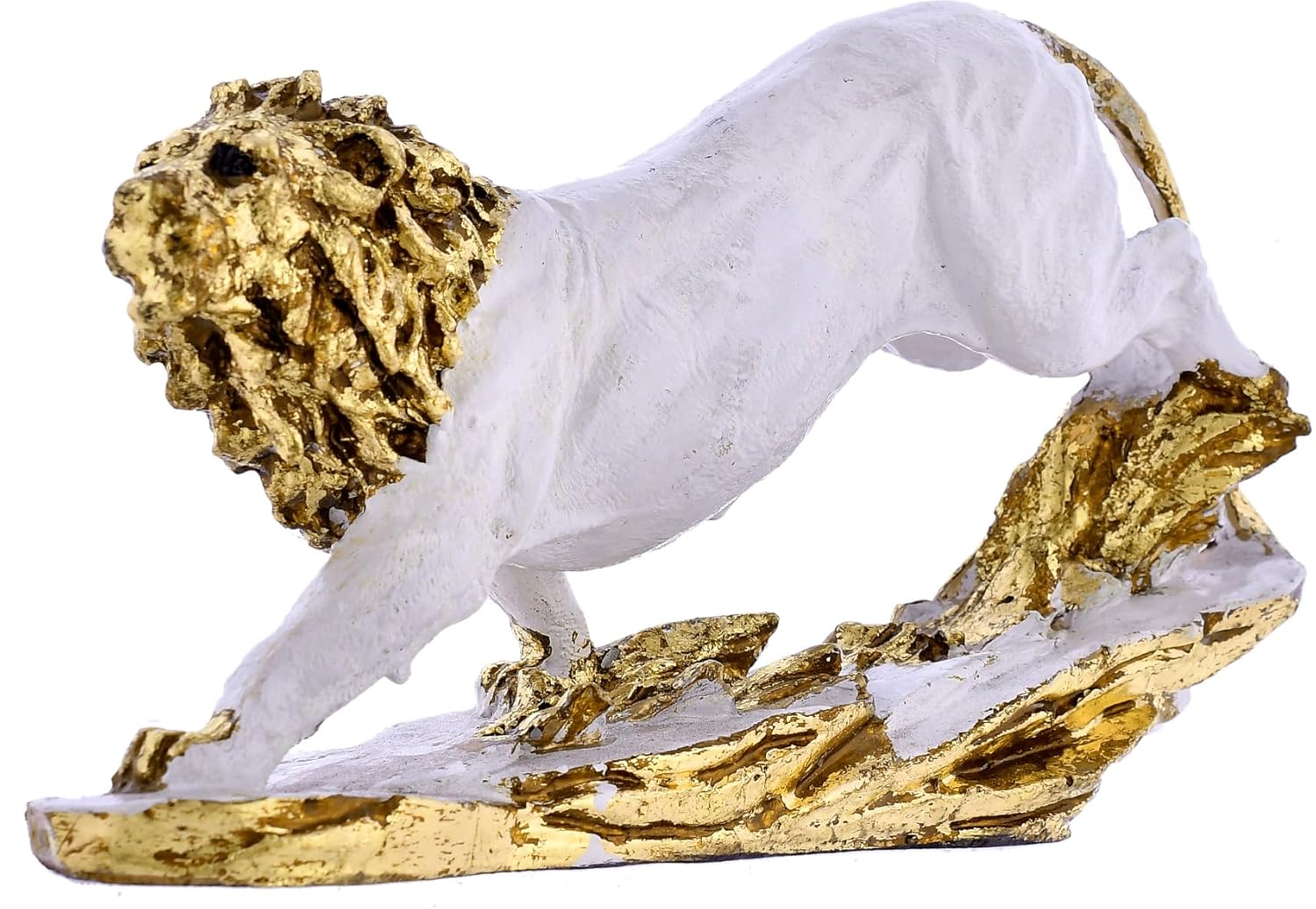 King Lion White Antique Finish Statue Sculpture for Home Decor Showpiece. - Image 3