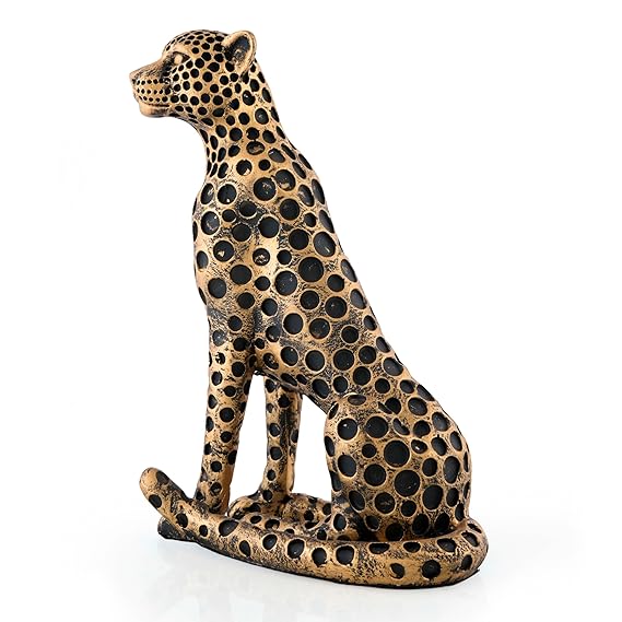 Leopard Sculptures for Home Decor, Golden Resin Leopard Art Decorative Sculpture - Image 5