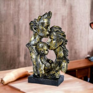 Mother, Father with Son Love Statue, Family Showpiece.