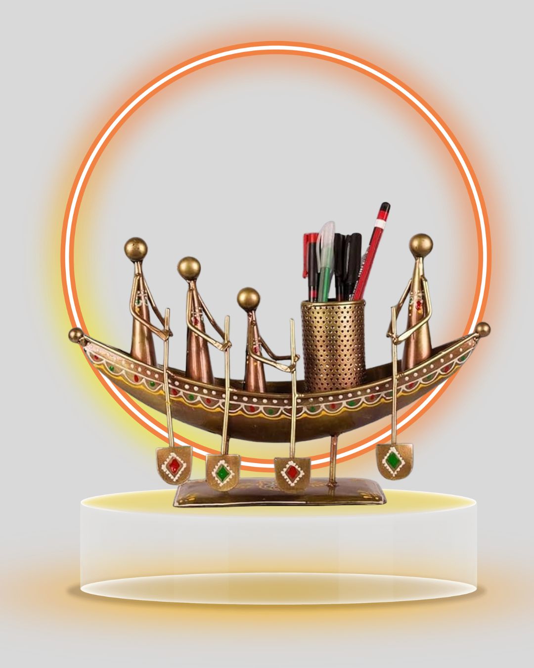 Handicrafted Boat Shape Pen, Pencil Holder - Image 2
