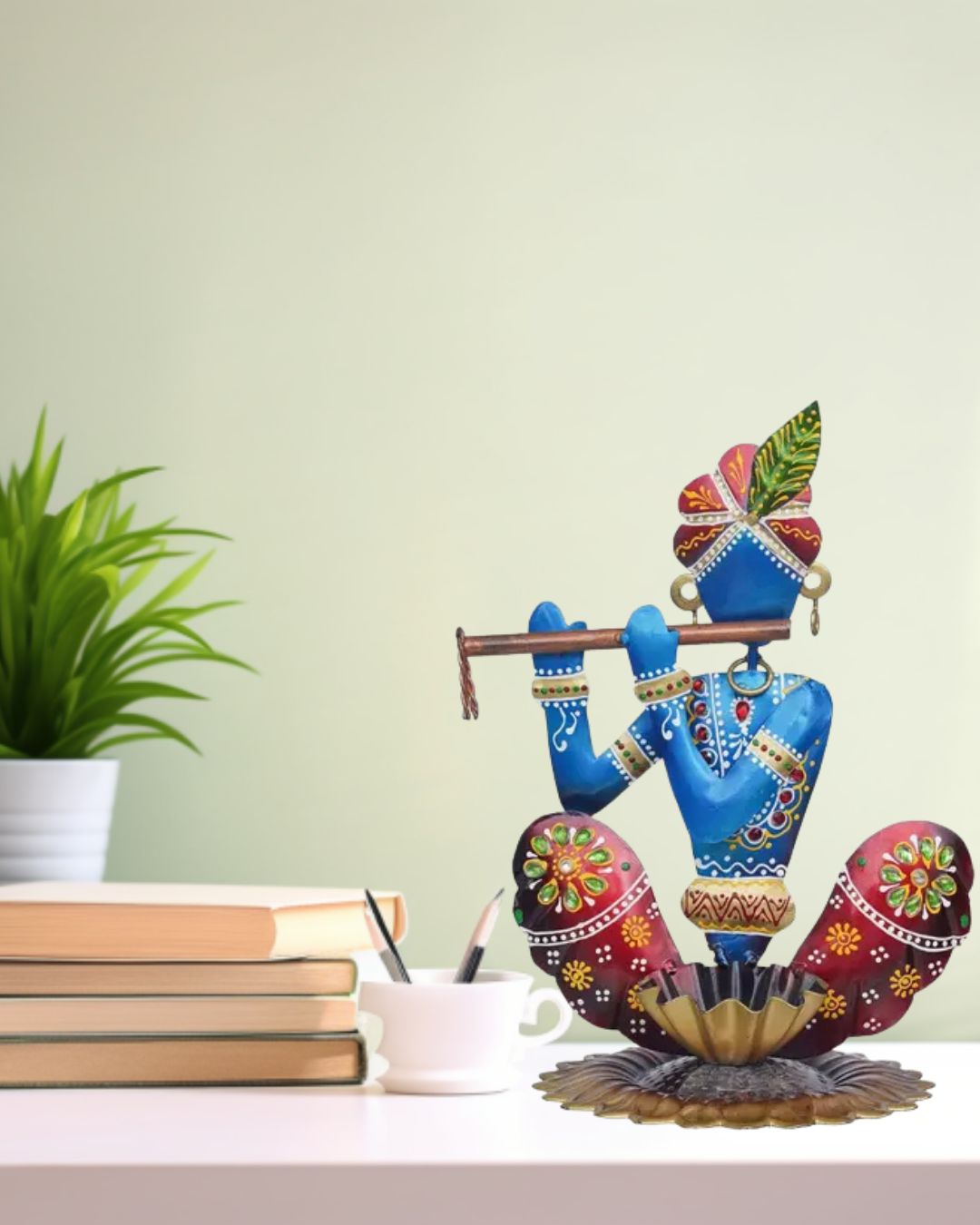 Handmade Handpainted Iron Krishna Showpiece for Home Decor - Image 5