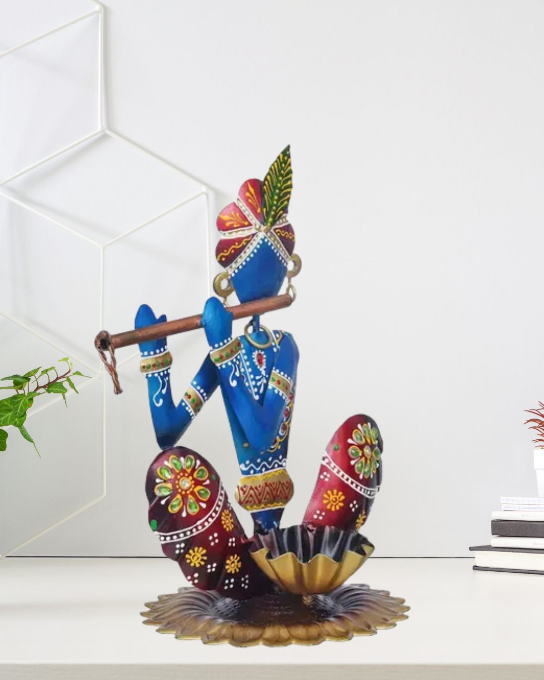 Handmade Handpainted Iron Krishna Showpiece for Home Decor - Image 3